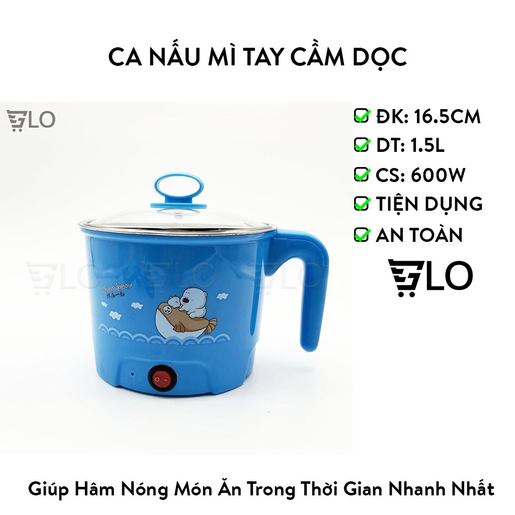 Ca Nấu Mì, Nấu Nước, Luộc Trứng Đa Năng Size 18cm Tay Cầm Dọc