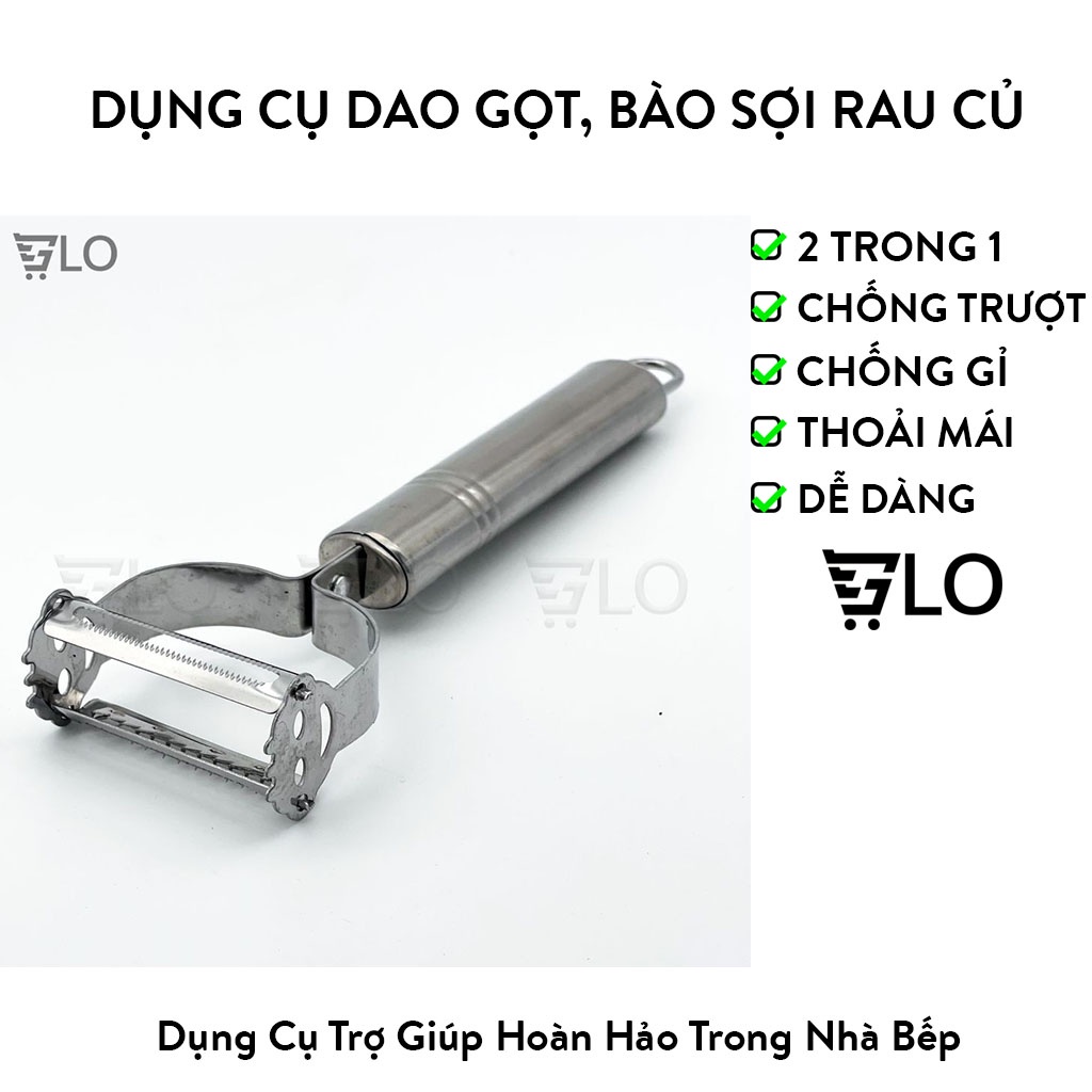 Dụng Cụ Dao Gọt, Dao Bào Sợi Rau Củ Quả 2 Đầu Bằng Inox Siêu Bén Cầm Chắc Tay