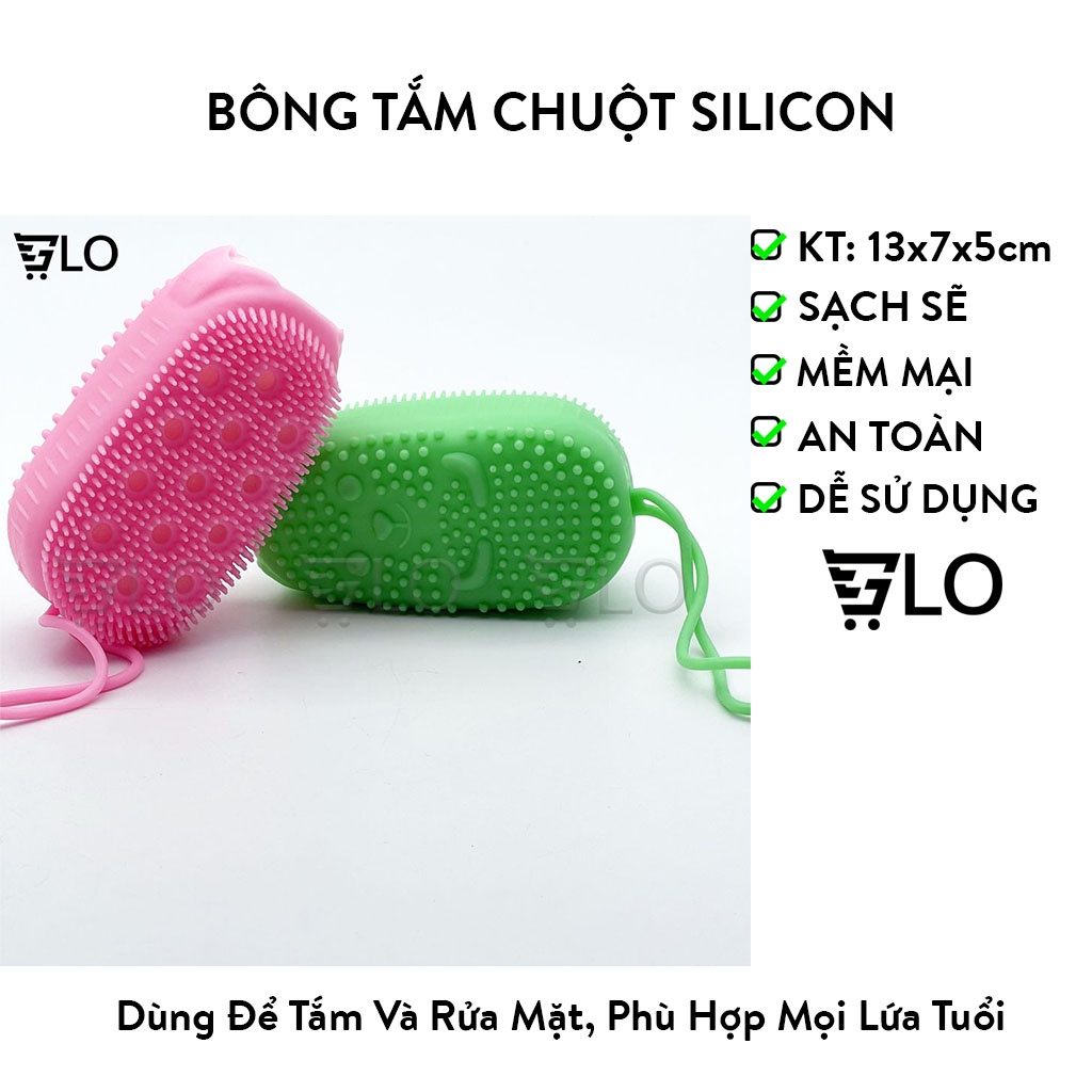 Bông Tắm Silicon Tạo Bọt Massage Hình Chuột Cute Tẩy Da Chết 2 Mặt