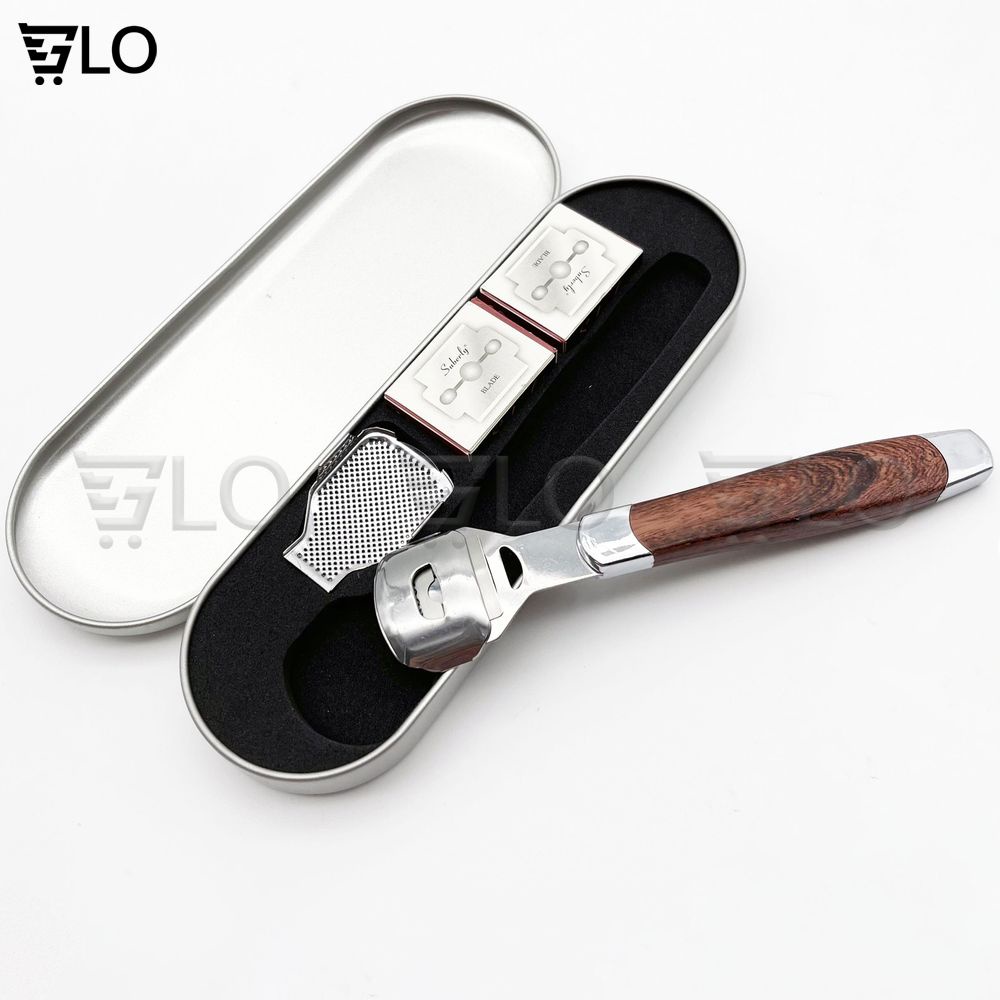 Dụng Cụ Chà Gót Chân, Mài, Tẩy Da Chết Inox Cao Cấp Kèm 10 Lưỡi Dao Cạo Thay Thế