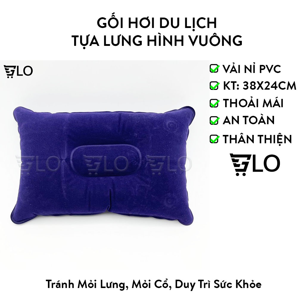 Gối Hơi Du Lịch Tựa Lưng Hình Vuông 38x24cm