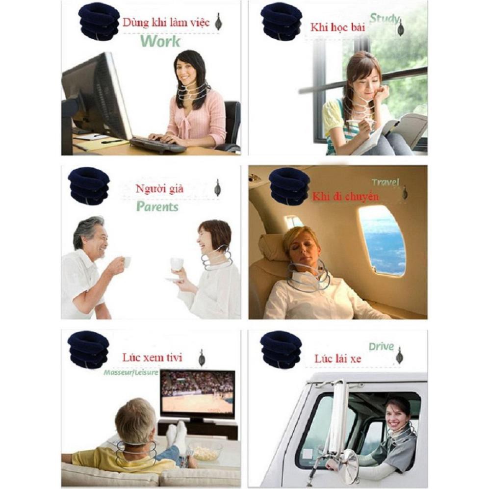 Đai Gối Hơi Massage Hỗ Trợ Điều Trị Liệu Kéo Giãn Đốt Sống Cổ 3 Tầng