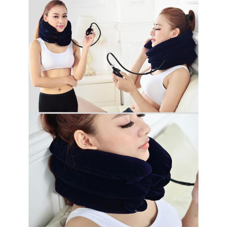 Đai Gối Hơi Massage Hỗ Trợ Điều Trị Liệu Kéo Giãn Đốt Sống Cổ 3 Tầng