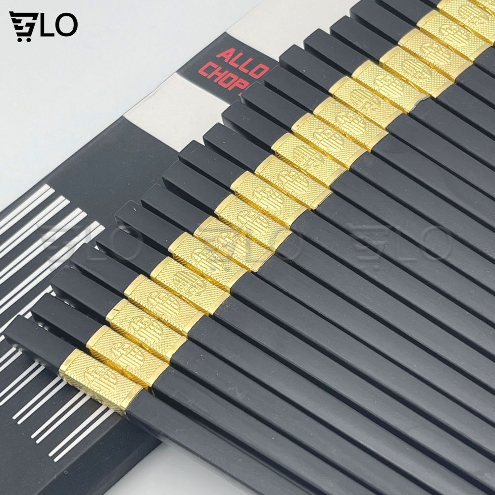 Bộ 10 Đôi Đũa Mạ Vàng, Đũa Hợp Kim Chống Mốc Hàn Quốc