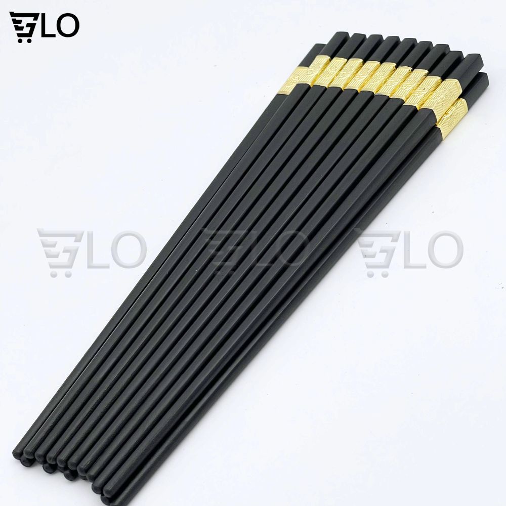 Bộ 10 Đôi Đũa Mạ Vàng, Đũa Hợp Kim Chống Mốc Hàn Quốc