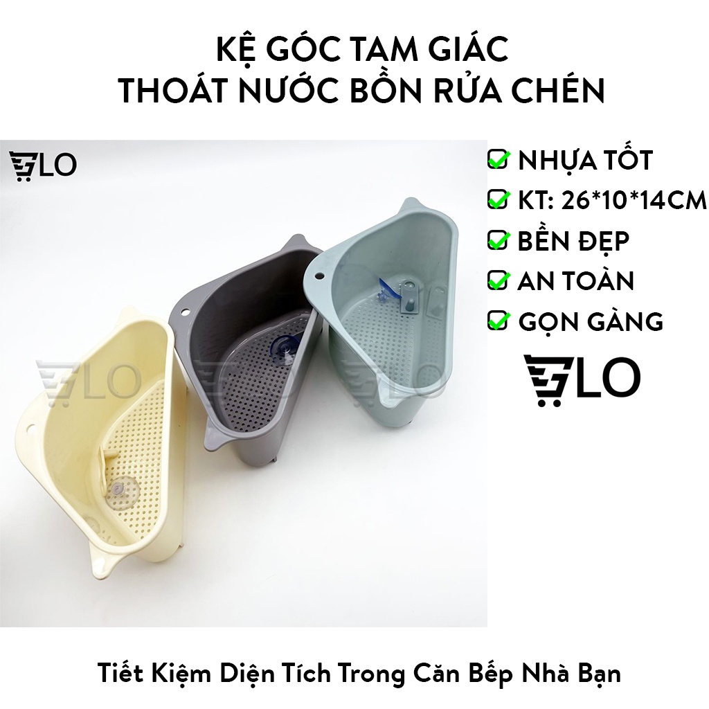 Kệ Góc Tam Giác Thoát Nước Bồn Rửa Chén Kích Thước 26x10x14cm