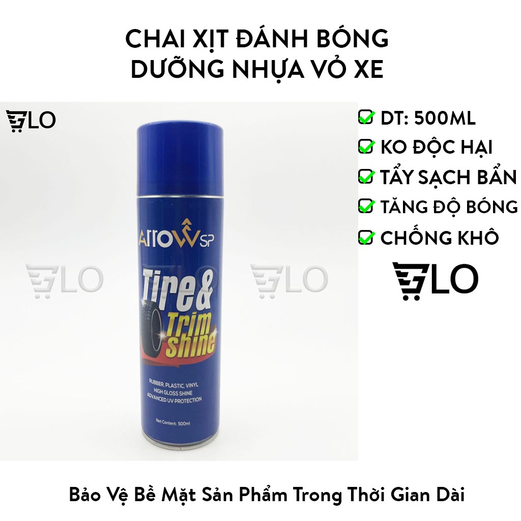 Chai Xịt Đánh Bóng Vỏ Xe Và Dưỡng Nhựa Đen Nhám Arrow Sp Tire & Trim Shine 500ml