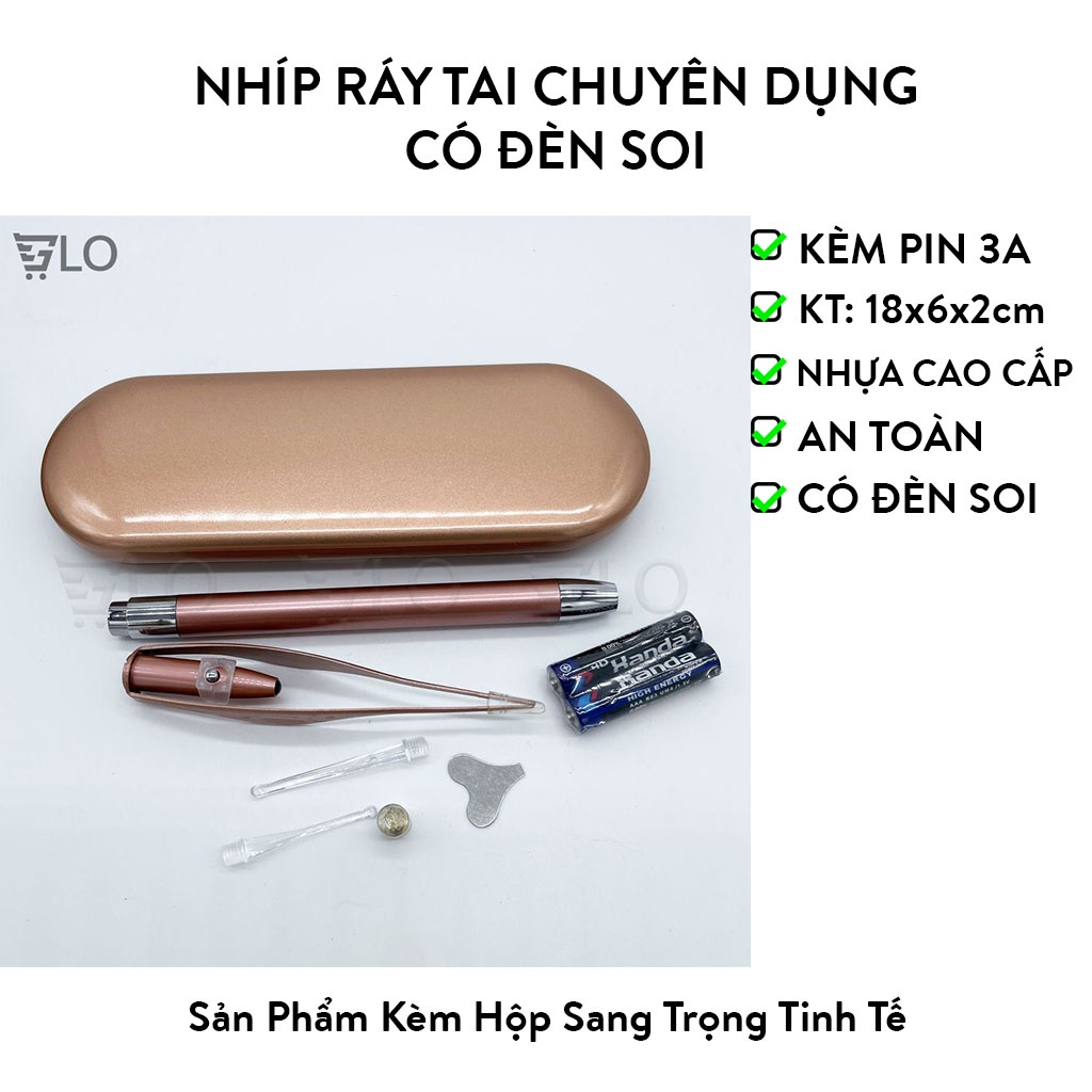 Nhíp Ráy Tai Chuyên Dụng Có Đèn Soi, Có Hộp, Dễ Sử Dụng, Chất Liệu Cao Cấp Siêu Bền