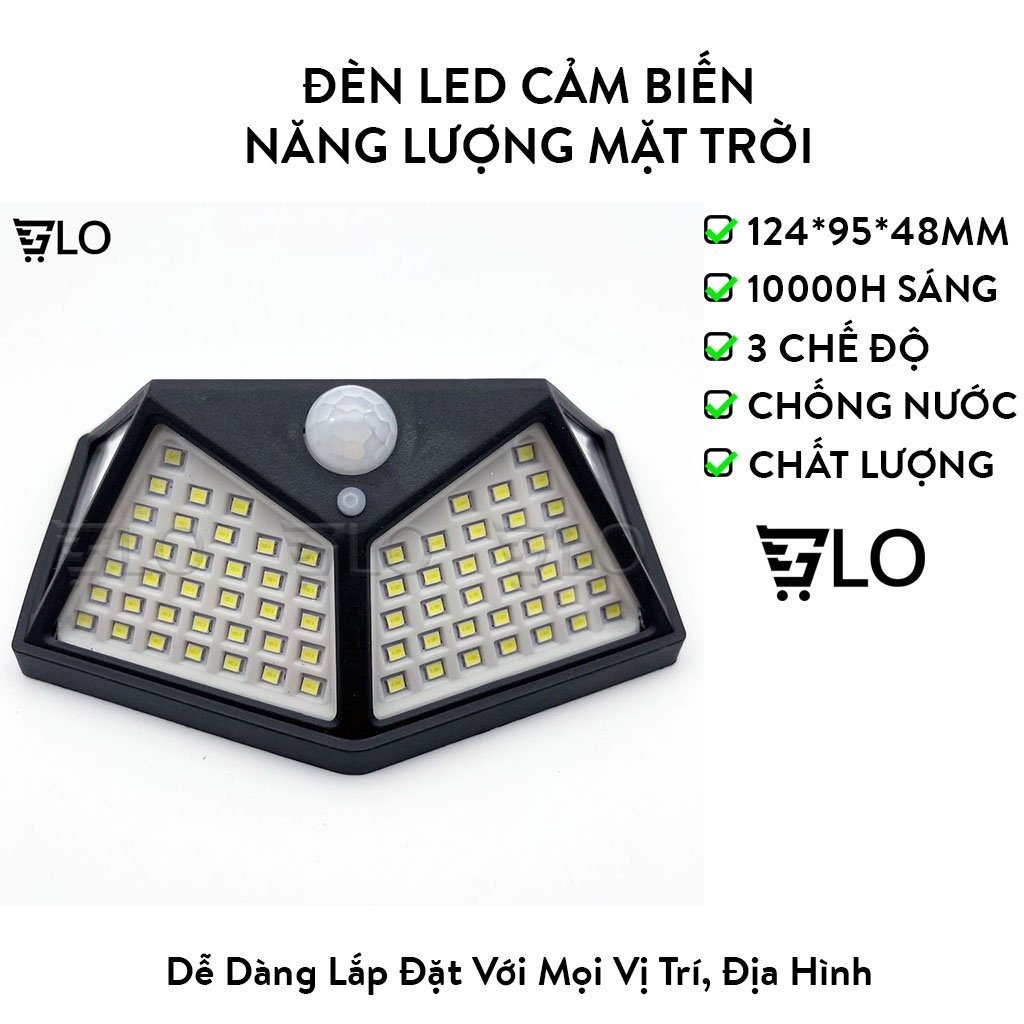 Đèn Led Năng Lượng Mặt Trời Cảm Biến Chuyển Động 100 Led 3 Chế Độ Siêu Sáng Chống Nước