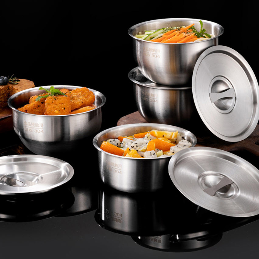 Bát hấp trứng inox 304 cấp thực phẩm gia dụng có nắp đậy bát tráng miệng yến sào MX009