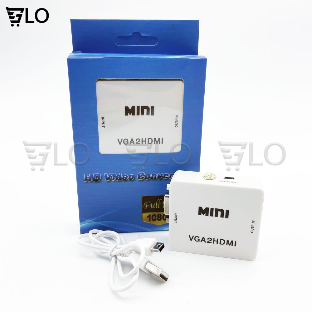 Box Chuyển VGA Sang HDMI HD Mini, Bộ Adapter Chuyển VGA Ra HDMI