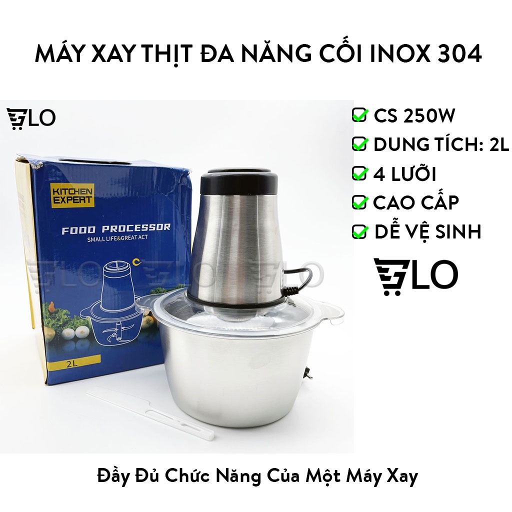 Máy Xay Thịt Đa Năng Cối Inox 304 4 Lưỡi Siêu Bén Chính Hãng, Công Suất 250w