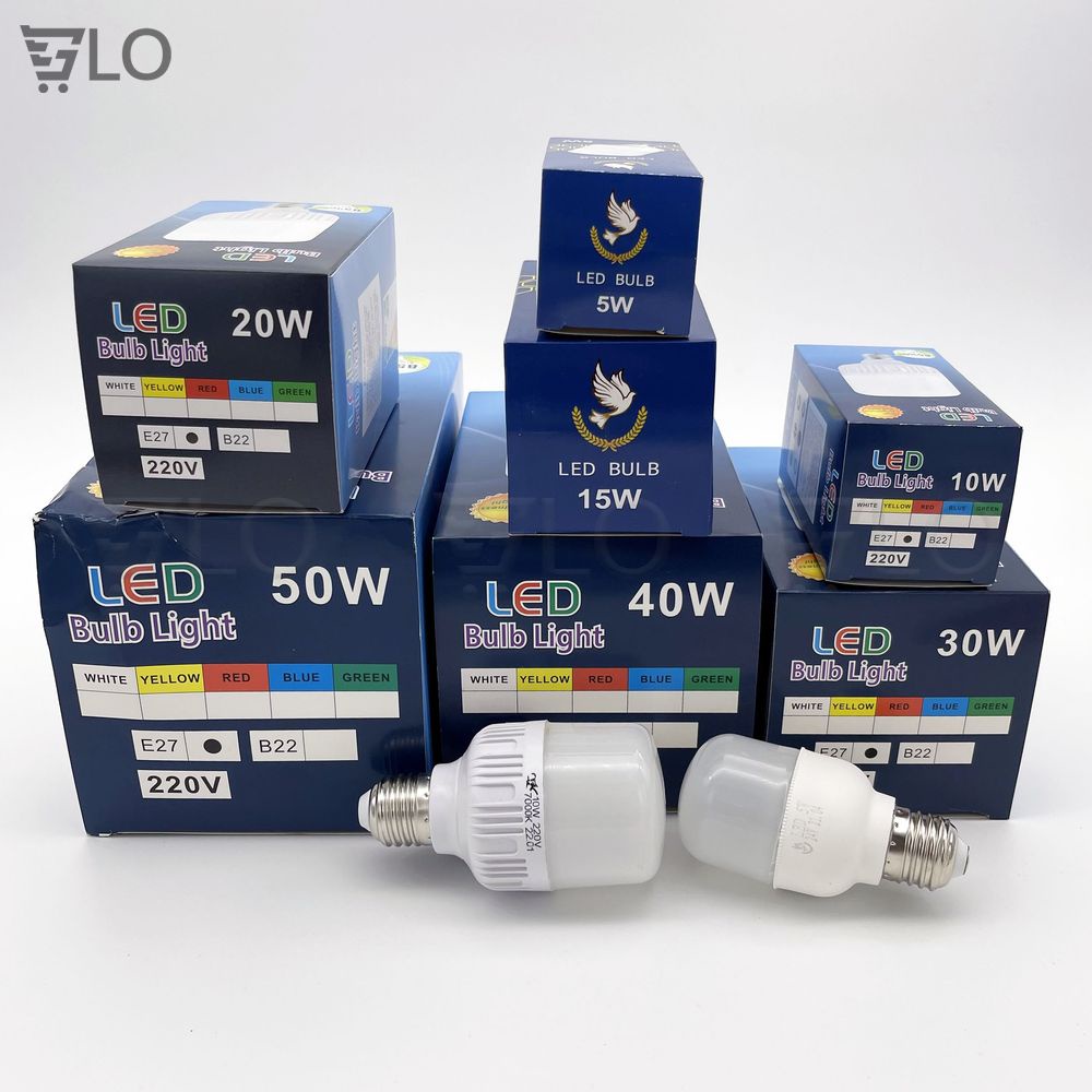 Bóng Đèn Led Trụ Trắng Bulb Siêu Sáng Tiết Kiệm Điện Nguồn 220v Đuôi Đèn Xoáy E27 Chuẩn Châu Âu