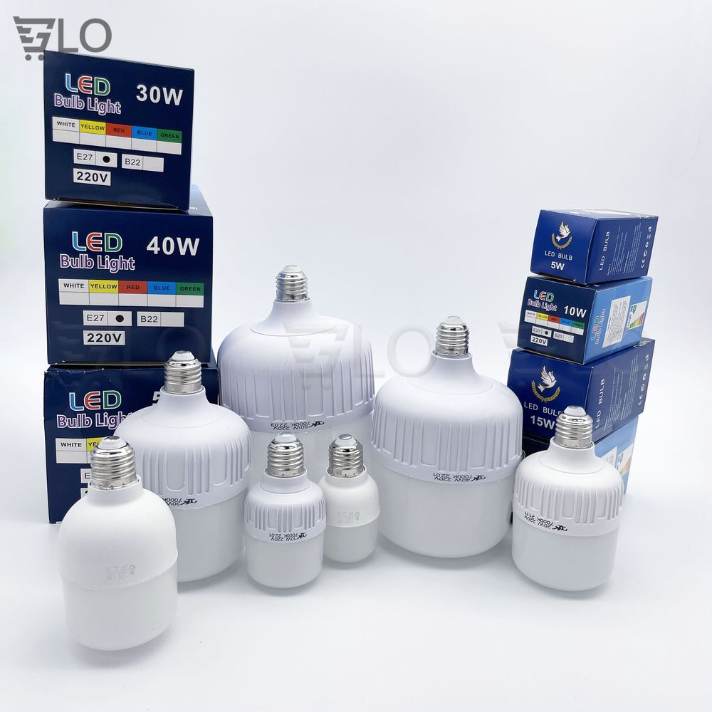 Bóng Đèn Led Trụ Trắng Bulb Siêu Sáng Tiết Kiệm Điện Nguồn 220v Đuôi Đèn Xoáy E27 Chuẩn Châu Âu