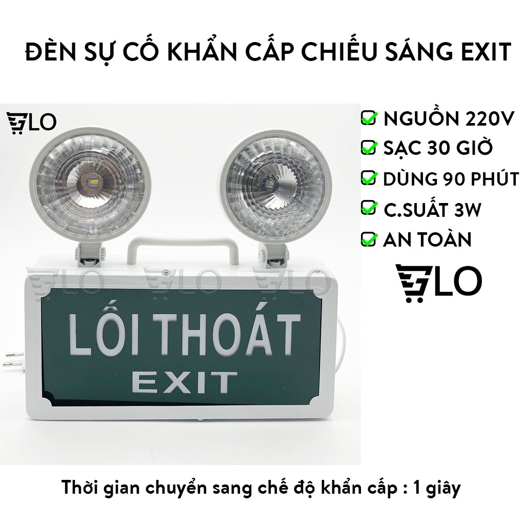 Đèn Sự Cố Khẩn Cấp Chiếu Sáng Kết Hợp Biển Chỉ Dẫn Thoát Nạn Exit