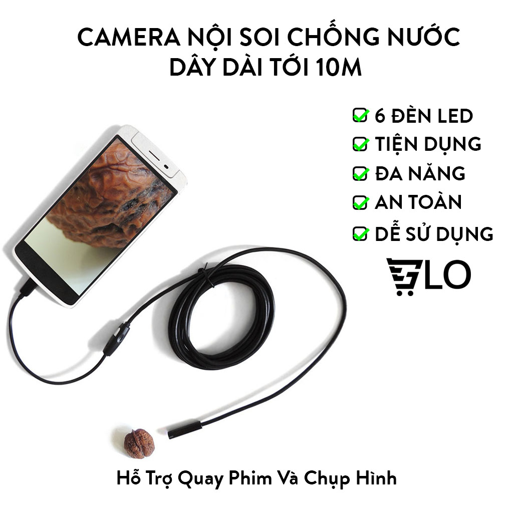 Camera Nội Soi Chống Nước(IP67) Siêu Nhỏ 5.5-8mm Dài 1-10m Cho Máy Tính Và Điện Thoại Cổng Micro USB Hoặc Type C