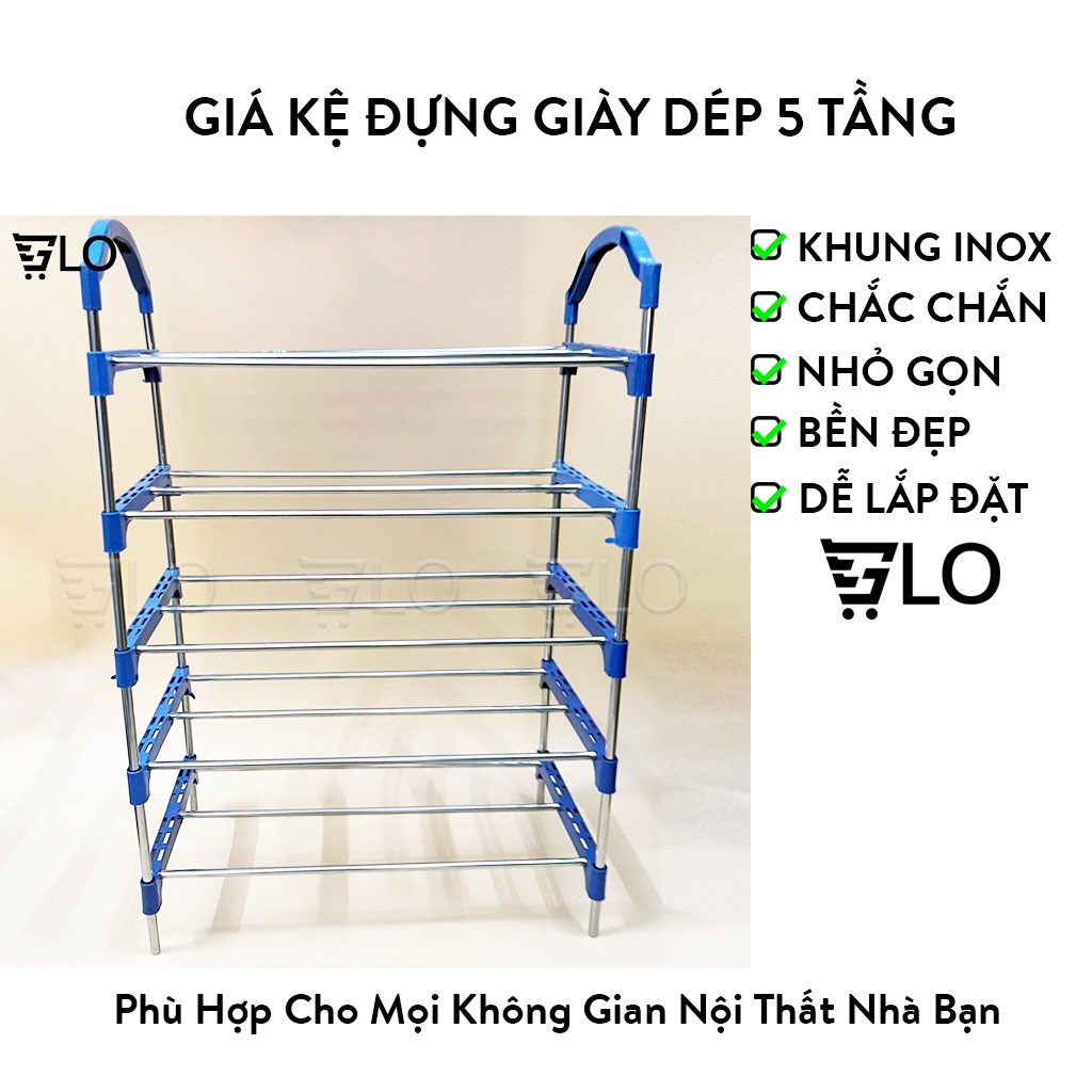 Giá Kệ Đựng Giày Dép 5 Tầng Khung Inox Chắc Chắn