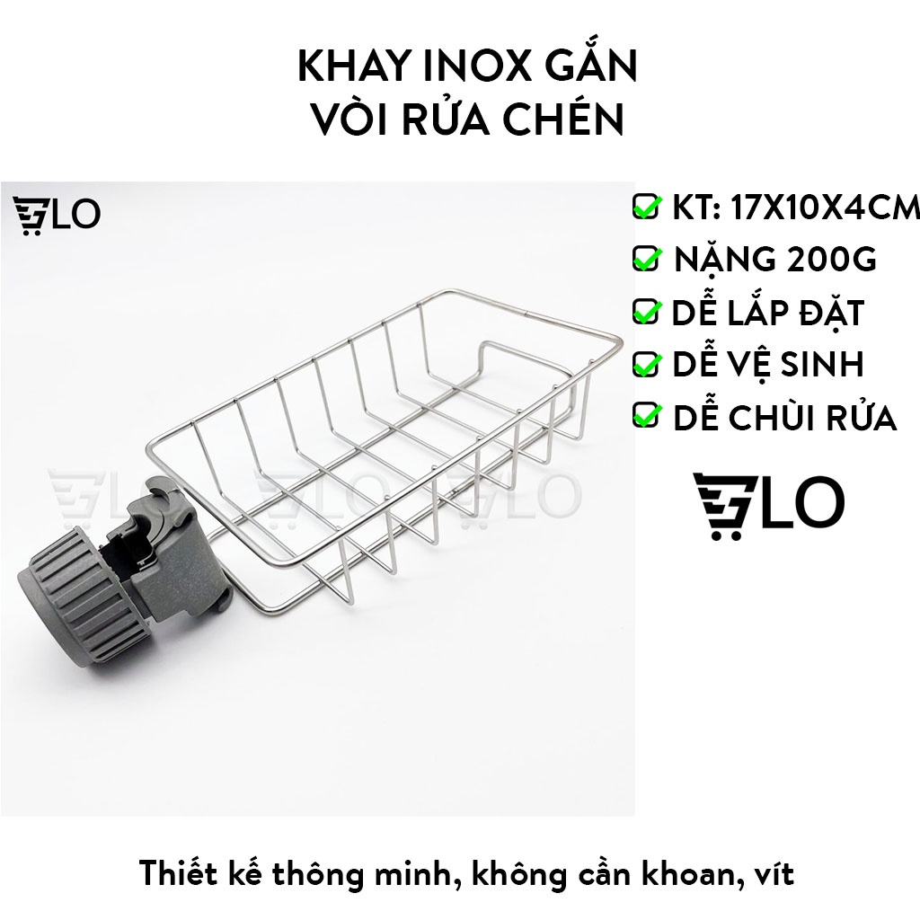 Khay Inox Gắn Vòi Rữa Chén, Lavabo, Kệ Giá Treo Để Đồ, Dụng Cụ Đa Năng Tiện Dụng