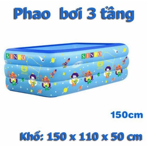 Hồ Bơi 3 Tầng Hình Chữ Nhật, Bể Bơi Cho Bé Dày Dặn Nhiều Kích Thước Lựa Chọn