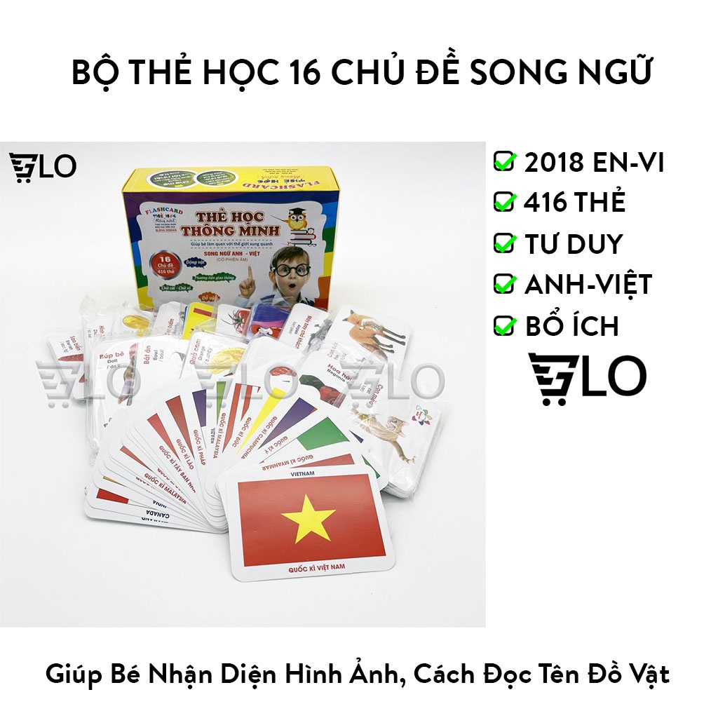 Bộ Thẻ Học 16 Chủ Đề Song Ngữ Anh Việt Có 416 Thẻ