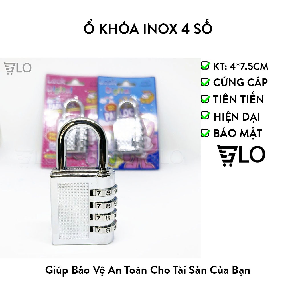 Ổ Khóa Inox Mật Mã 4 Số Kích thước 4x7.5 cm