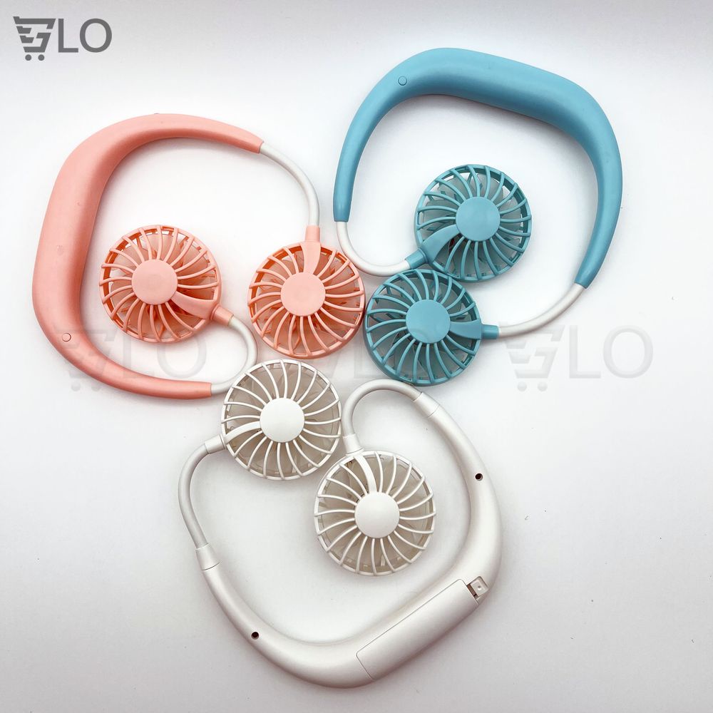 Quạt Đeo Cổ Mini, Quạt Treo Cổ Có Cánh 3 Tốc Độ, Có Sạc Chính Hãng, Hiện Đại, Biên Độ Thổi 360 Độ