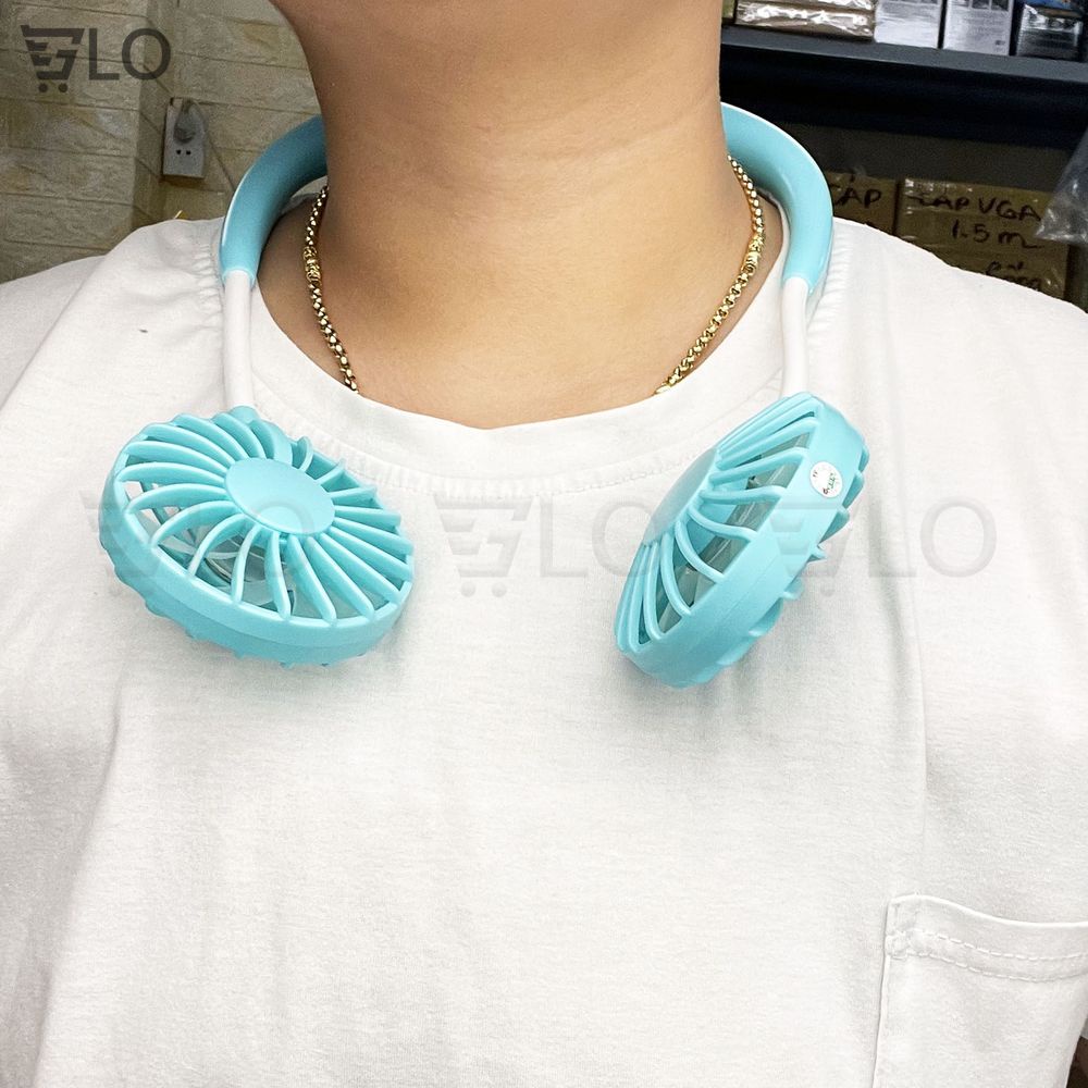 Quạt Đeo Cổ Mini, Quạt Treo Cổ Có Cánh 3 Tốc Độ, Có Sạc Chính Hãng, Hiện Đại, Biên Độ Thổi 360 Độ