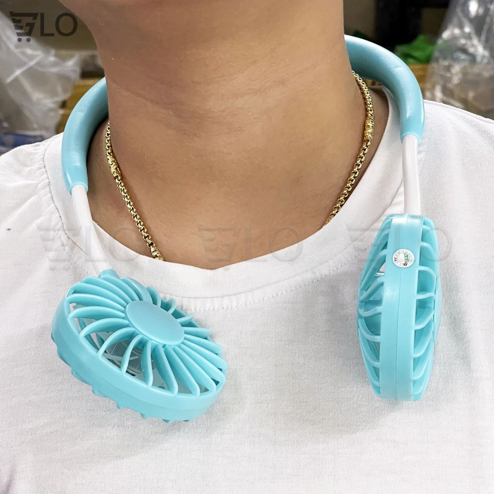 Quạt Đeo Cổ Mini, Quạt Treo Cổ Có Cánh 3 Tốc Độ, Có Sạc Chính Hãng, Hiện Đại, Biên Độ Thổi 360 Độ