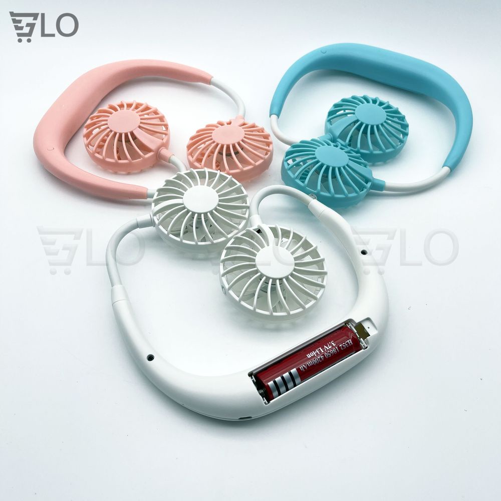 Quạt Đeo Cổ Mini, Quạt Treo Cổ Có Cánh 3 Tốc Độ, Có Sạc Chính Hãng, Hiện Đại, Biên Độ Thổi 360 Độ