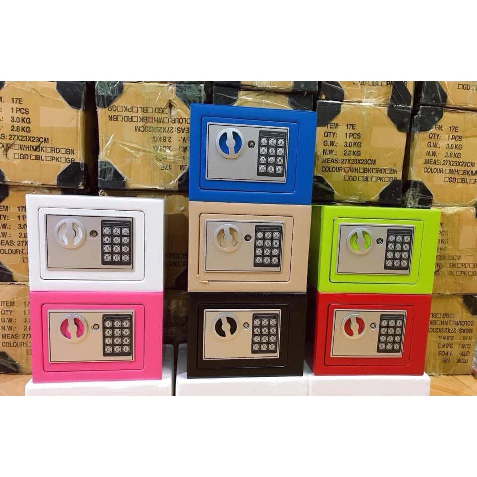 Két Sắt Mini An Toàn Cỡ Nhỏ Xách Tay Mini Tiết Kiệm Cho Gia đình Chống Cháy Nhà Có Khe Nhét Tiền