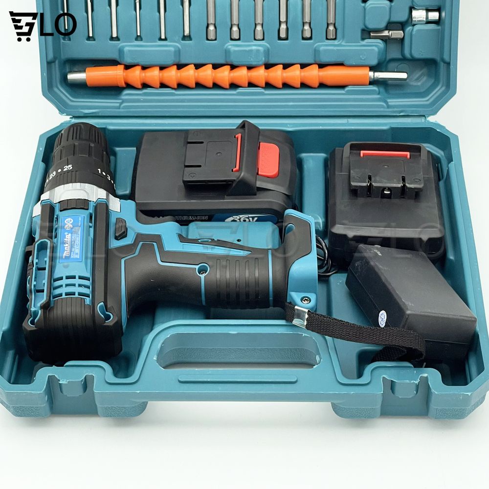 Bộ Máy Khoan Pin Bắt Vít Makita 36V 3 Chức Năng Kèm 2 Pin, Đầy Đủ 24 Phụ Kiện Đồ Nghề