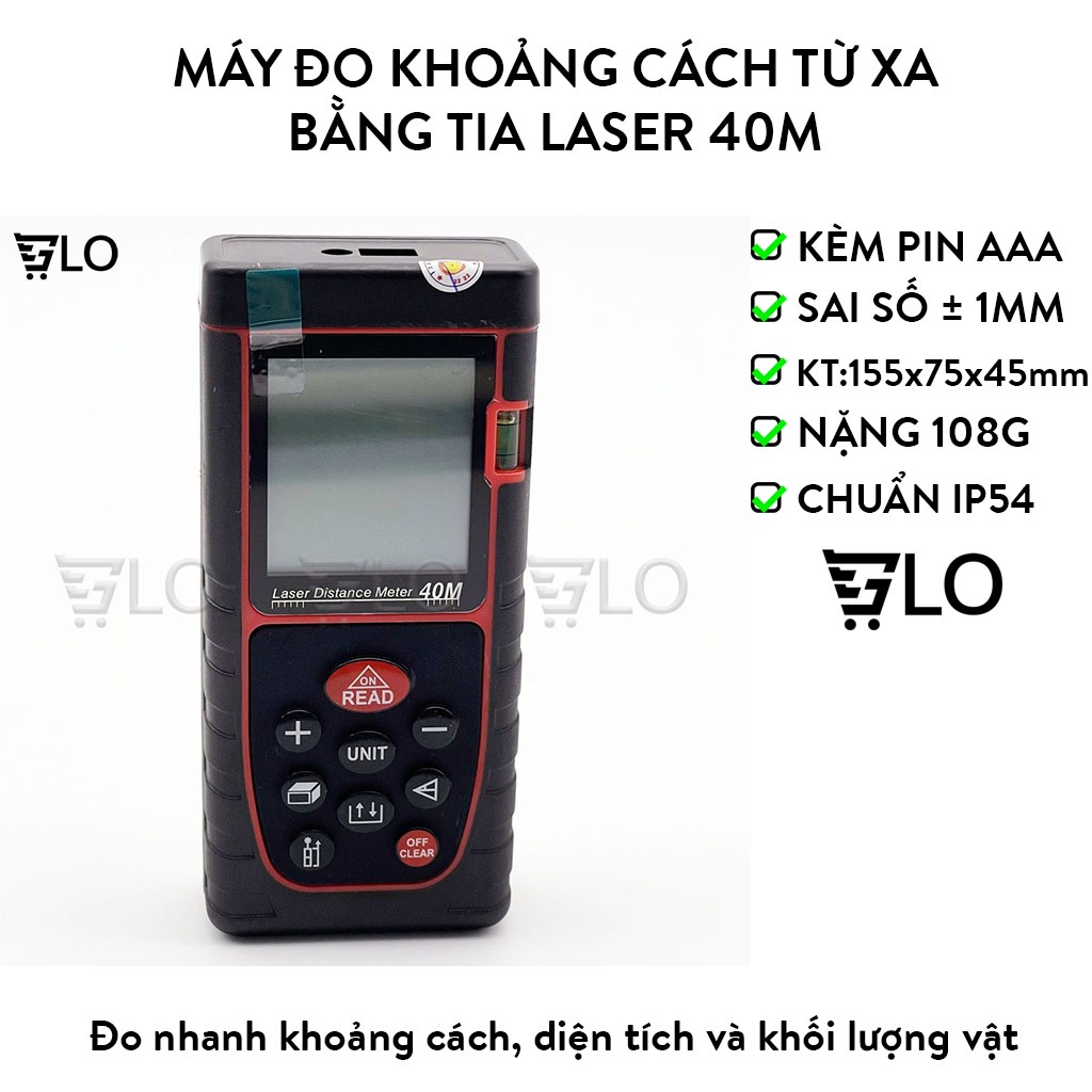 Máy Đo Khoảng Cách Từ Xa Bằng Tia Laser 40m, Thước Đo Laze 40m, Đo Chính Xác Tuyệt Đối, Tiện Dụng
