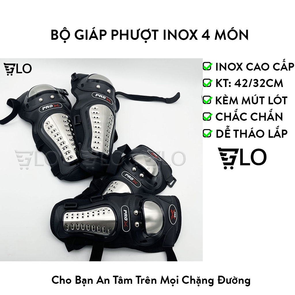 Bộ Giáp Phượt Inox 4 Món 2 Tay 2 Chân Chính Hãng Prox Cao Cấp Cho Bạn An Tâm Trên Mọi Chặng Đường