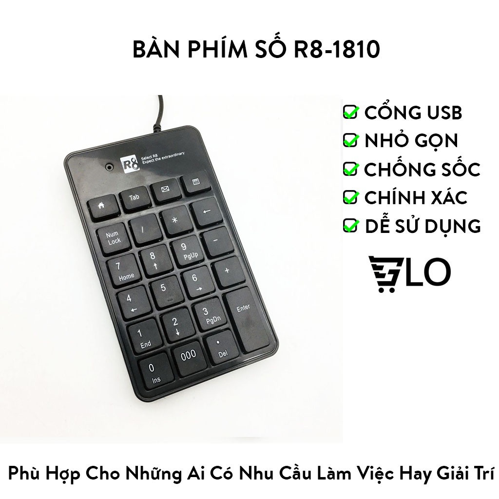 Bàn Phím Số R8-1810 Cổng USB