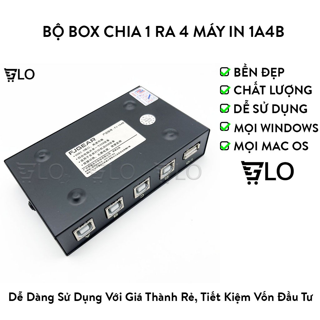 Bộ Box Chia Máy In 1 Ra 4 Có Nút Bấm 1A4B