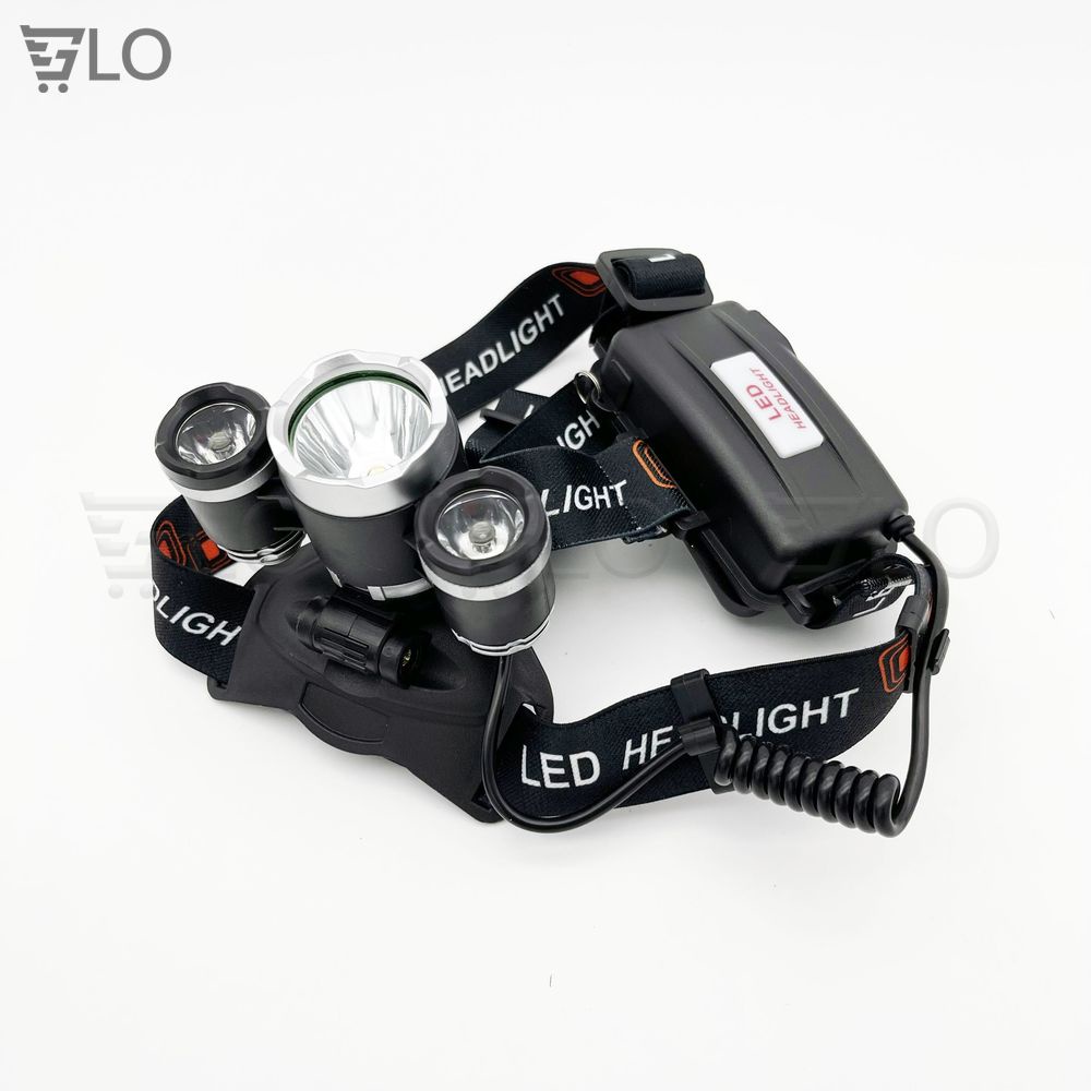Đèn Pin Đeo Trán Đội Đầu 3 Bóng + 2 Pin Sạc + 1 Cục Sạc