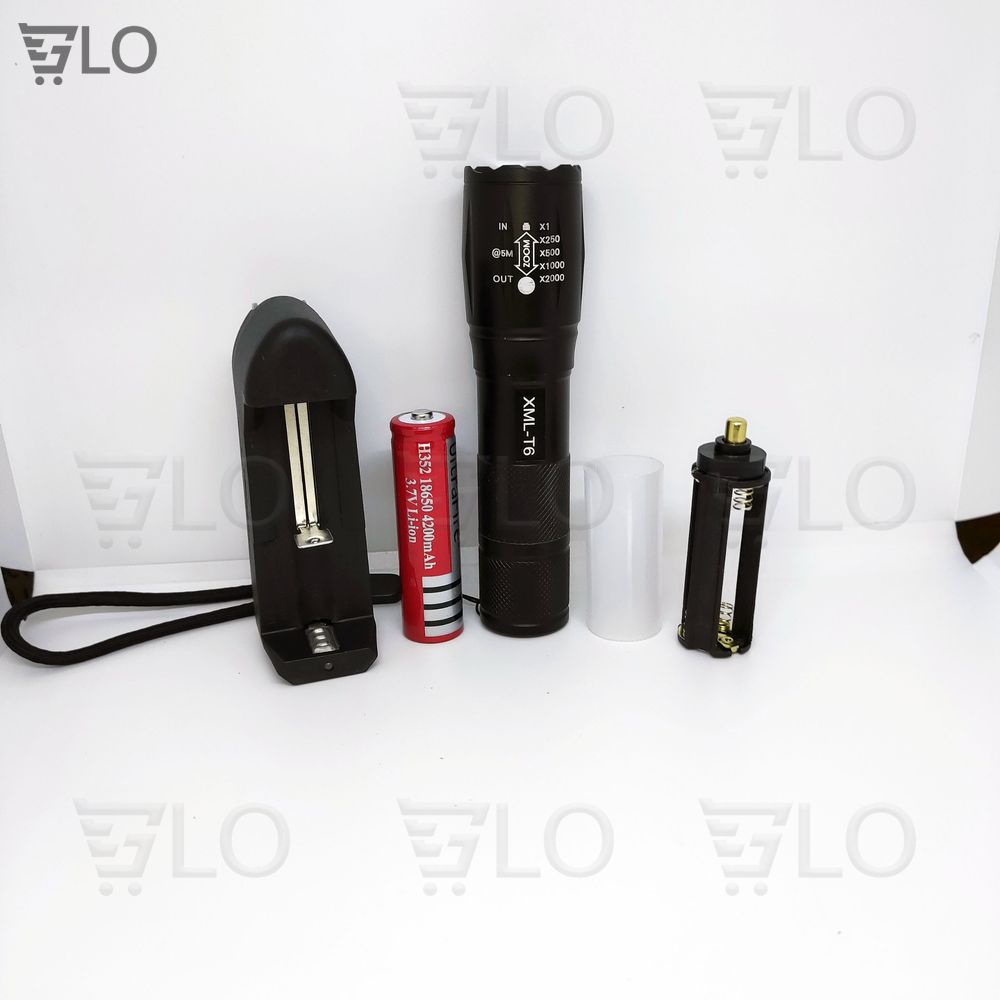 Đèn Pin Siêu Sáng UltraFire Led Cree XML T6 Cao Cấp Hợp Kim Chống Nước Pin Có Thể Sạc Lại Full box(Loại Tốt)