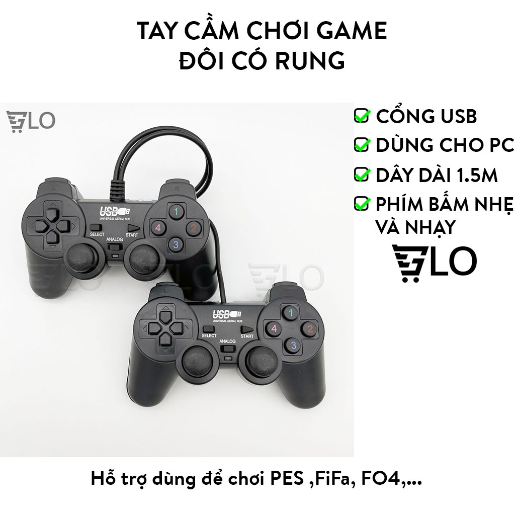 Tay Cầm Chơi Game Đôi Gamepad Có Rung Đen