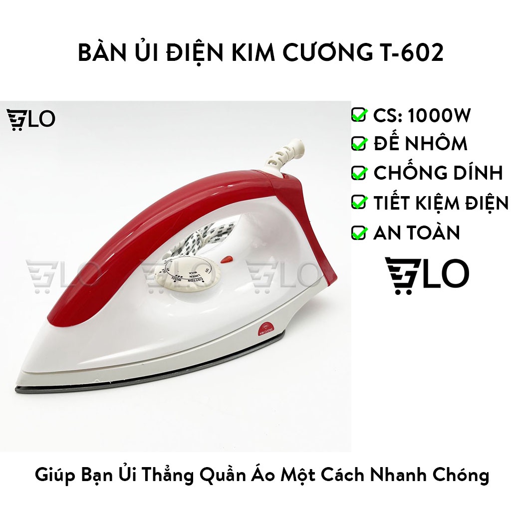 Bàn Ủi Điện Kim Cương T-602 Mặt Đế Nhôm Chống Dính