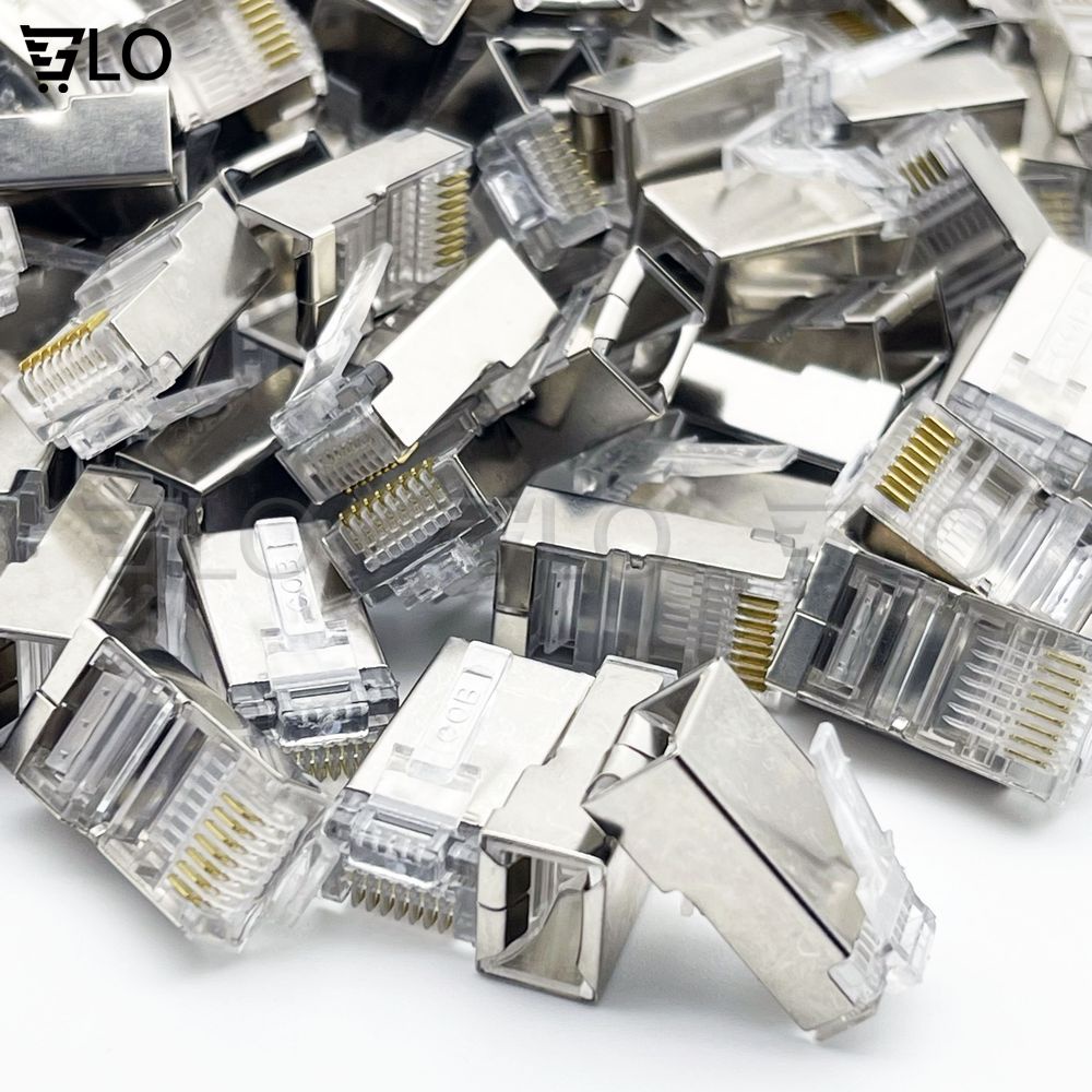 Combo 100 Đầu Hạt Mạng RJ45 CAT5 Chống Nhiễu