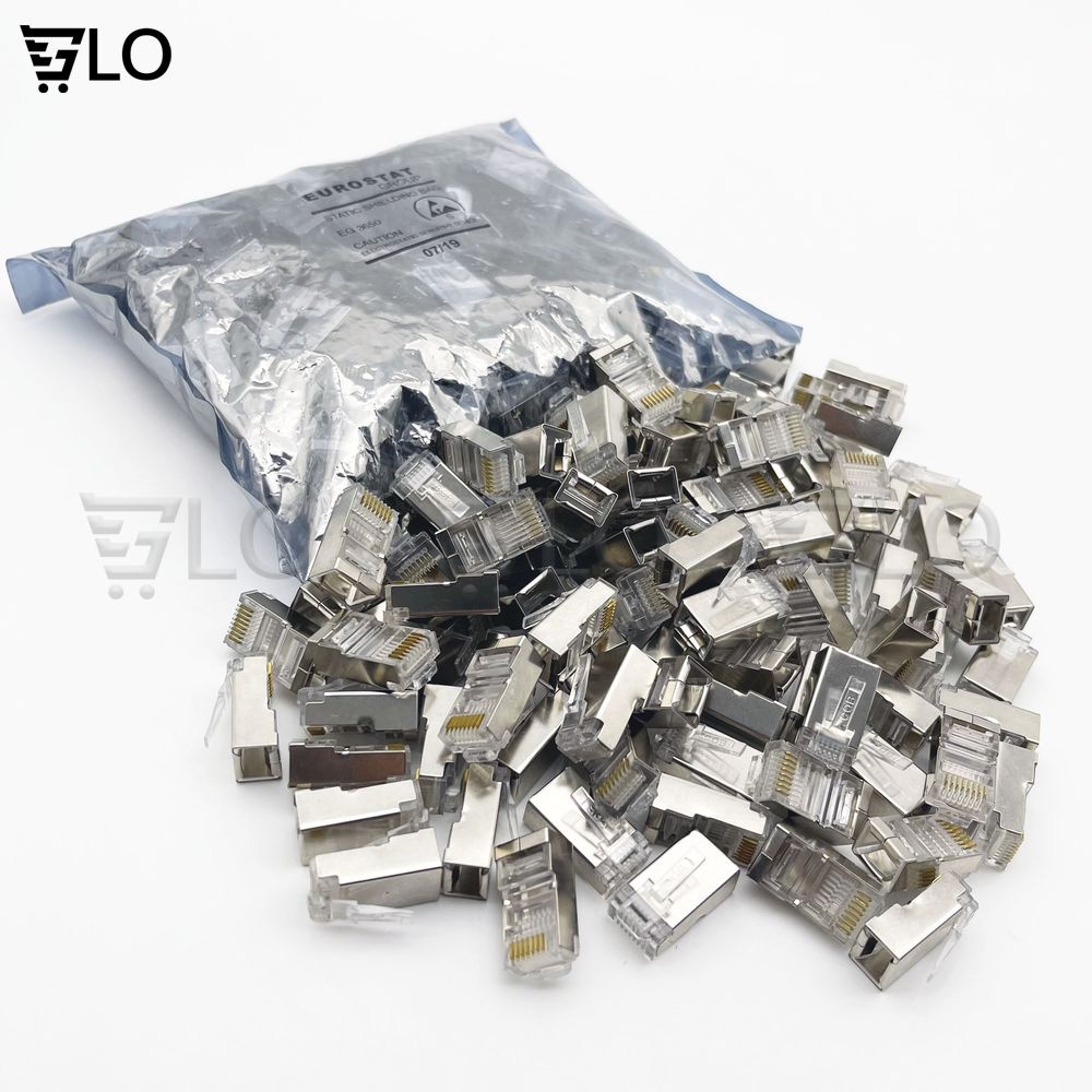 Combo 100 Đầu Hạt Mạng RJ45 CAT5 Chống Nhiễu