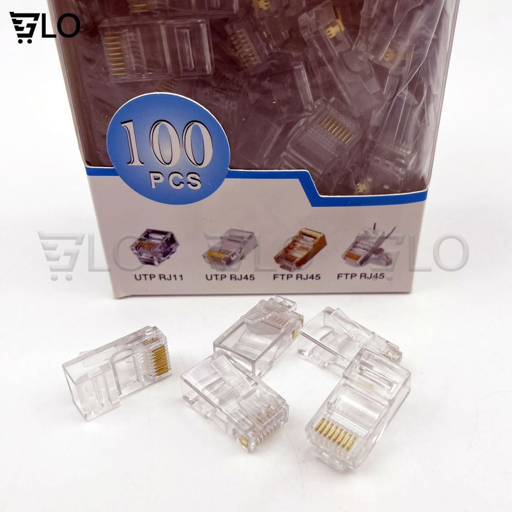 Combo 100 Đầu Hạt Mạng RJ45 CAT5/CAT6 Vỏ Nhựa