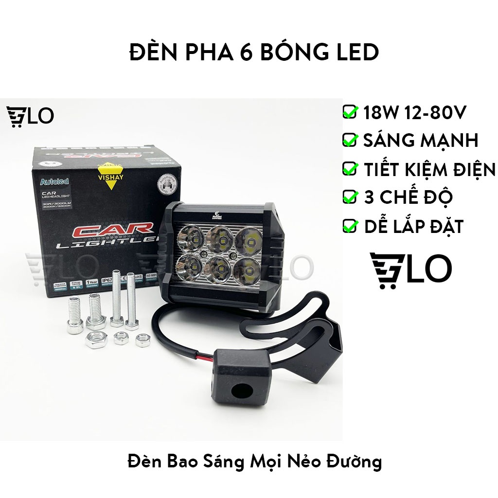 Đèn Pha 6 Bóng Led 30w Siêu Sáng Chuyên Phượt(Đèn Trợ Sáng 6 Led)