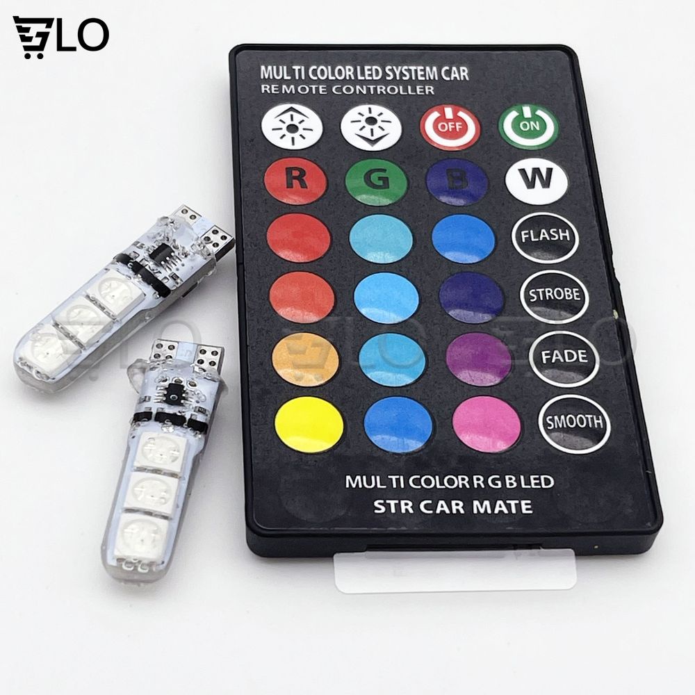 Đèn Led Demi Xi Nhan Xe Máy T10 16 Màu Có Remote (1 Cặp + Remote)