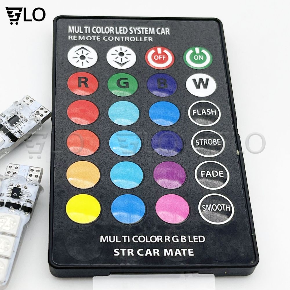 Đèn Led Demi Xi Nhan Xe Máy T10 16 Màu Có Remote (1 Cặp + Remote)