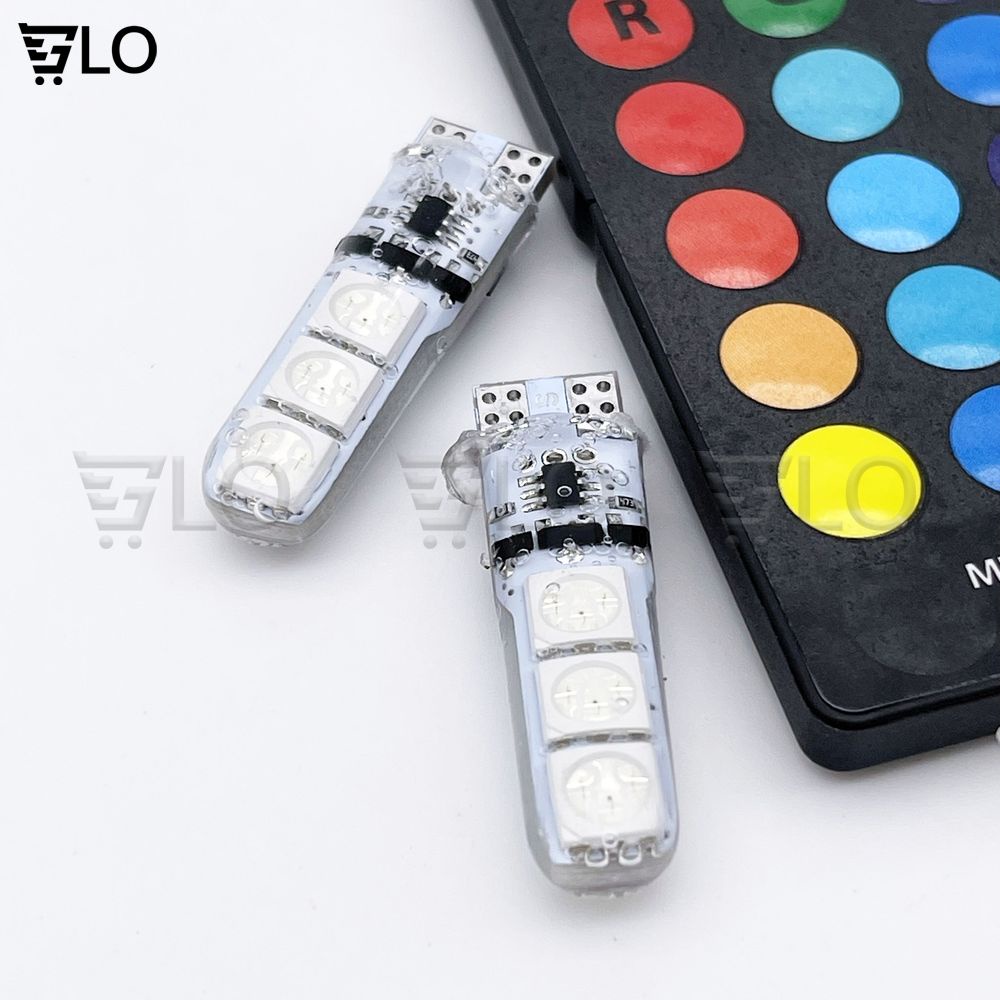 Đèn Led Demi Xi Nhan Xe Máy T10 16 Màu Có Remote (1 Cặp + Remote)