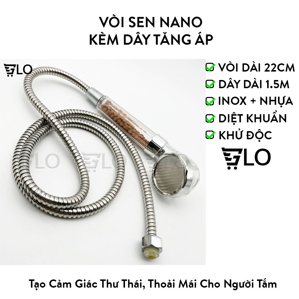 Vòi Sen Nano Kèm Dây Tăng Áp, Có Lọc