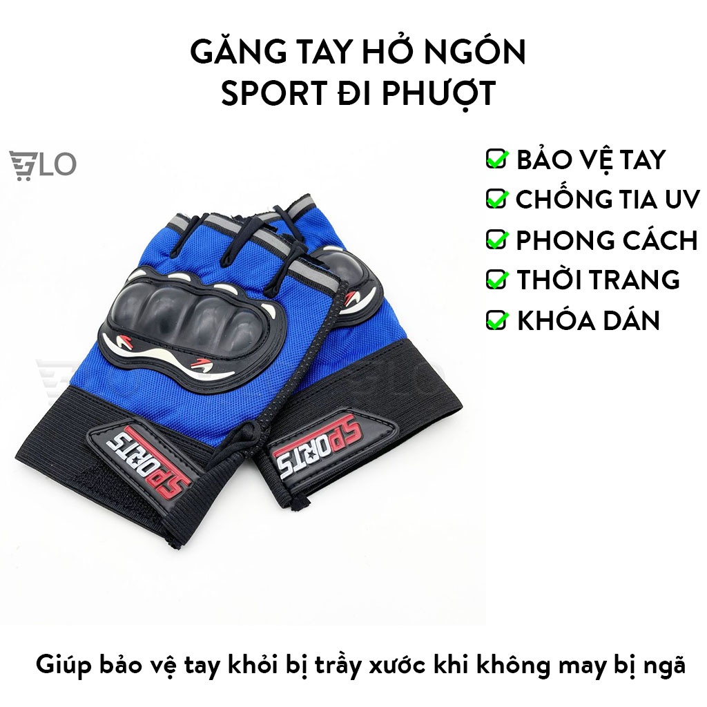 Găng Tay Hở Ngón SPORT Đi Phượt