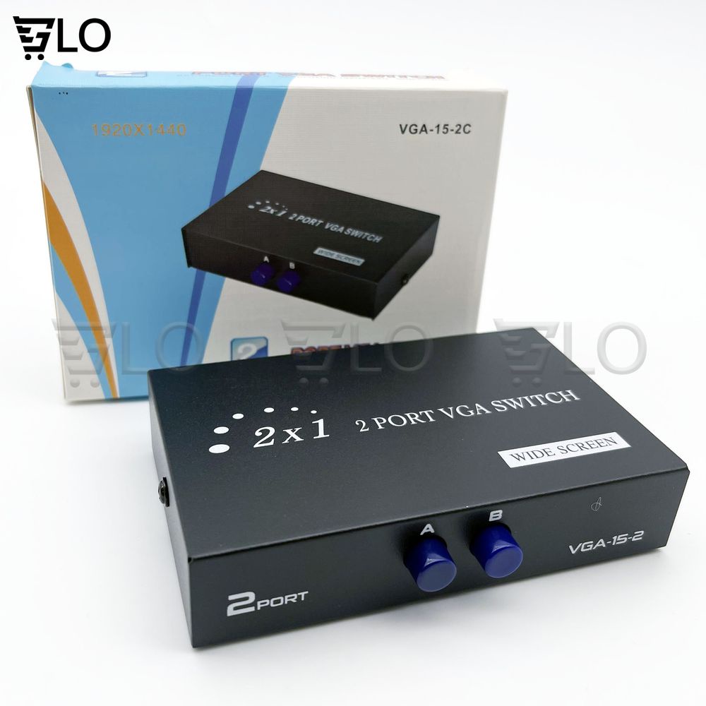Bộ Hub Chia VGA 2 CPU Ra 1 Màn Hình FJGEAR FJ-15-2C (2 Port VGA Video Switch)