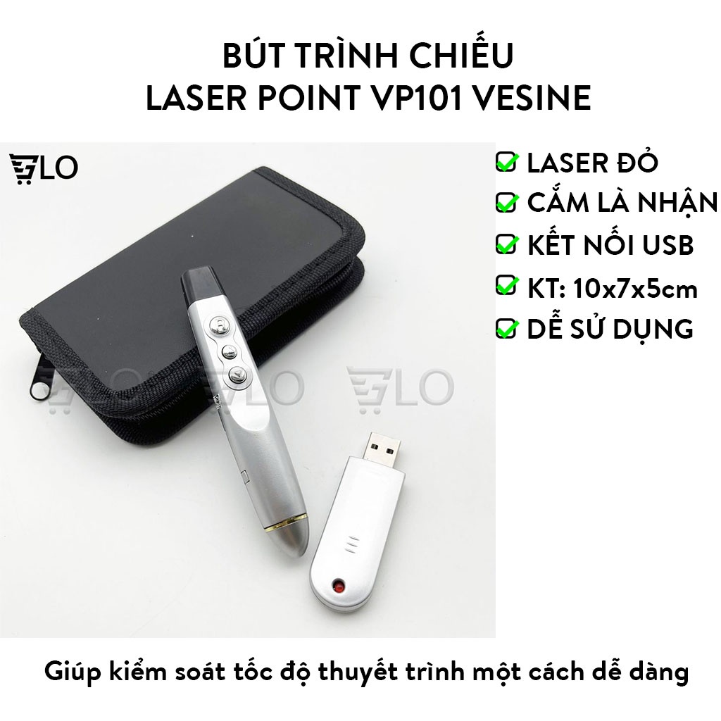 Bút Trình Chiếu Laser Point PP-1000 Hỗ Trợ Giảng Dạy Trình Chiếu Slide Tặng Ví Da